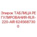 ТАБЛИЦА РЕГУЛИРОВАНИЯ-RLR-220-AIR для буровых установок от Epiroc, артикул 6245687300