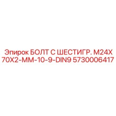 5730006417 БОЛТ С ШЕСТИГР. М24X70X2-ММ-10-9-DIN9 Epiroc