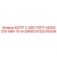 9753216438 БОЛТ С ШЕСТИГР. М20X210-ММ-10-9-DIN93 Epiroc