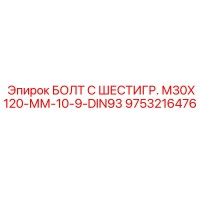 9753216476 БОЛТ С ШЕСТИГР. М30X120-ММ-10-9-DIN93 | Epiroc