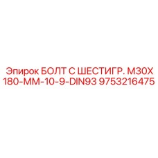 9753216475 БОЛТ С ШЕСТИГР. М30X180-ММ-10-9-DIN93 | Epiroc