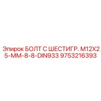9753216393 БОЛТ С ШЕСТИГР. М12X25-ММ-8-8-DIN933 Epiroc