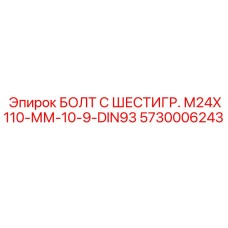 5730006243 БОЛТ С ШЕСТИГР. М24X110-ММ-10-9-DIN93 | Epiroc