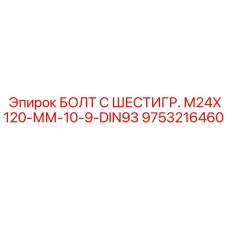 9753216460 БОЛТ С ШЕСТИГР. М24X120-ММ-10-9-DIN93 Epiroc