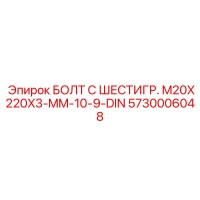 5730006048 БОЛТ С ШЕСТИГР. M20X220X3-MM-10-9-DIN Epiroc