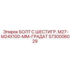 5730006029 БОЛТ С ШЕСТИГР. М27-M24X100-ММ-ГРАДАТ Epiroc
