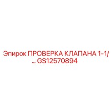 GS12570894 ПРОВЕРКА КЛАПАНА 1-1/ Epiroc