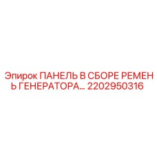 2202950316 ПАНЕЛЬ В СБОРЕ РЕМЕНЬ ГЕНЕРАТОРА Epiroc