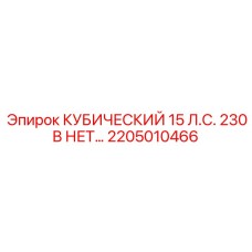 2205010466 КУБИЧЕСКИЙ 15 Л.С. 230 В НЕТ Эпирок