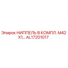 AL17201017 НИППЕЛЬ В КОМПЛ. M42X1… Epiroc