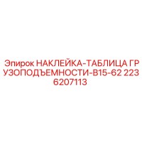 2236207113 НАКЛЕЙКА-ТАБЛИЦА ГРУЗОПОДЪЕМНОСТИ-B15-62 Epiroc