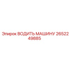 2652249885 ВОДИТЬ МАШИНУ Эпирок