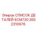 2652310976 СПИСОК ДЕТАЛЕЙ-ECM720 Epiroc