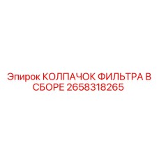 2658318265 КОЛПАЧОК ФИЛЬТРА В СБОРЕ Epiroc