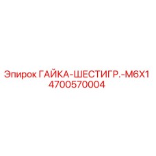 4700570004 ГАЙКА-ШЕСТИГР.-M6X1 Epiroc