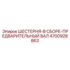 4700928863 ШЕСТЕРНЯ-В СБОРЕ-ПРЕДВАРИТЕЛЬНЫЙ ВАЛ Epiroc