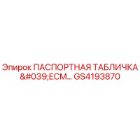 GS4193870 ПАСПОРТНАЯ ТАБЛИЧКА 'ECM' Epiroc