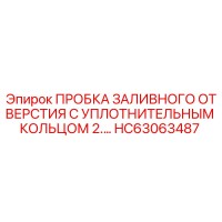 HC63063487 ПРОБКА ЗАЛИВНОГО ОТВЕРСТИЯ С УПЛОТНИТЕЛЬНЫМ КОЛЬЦОМ 2.0 Epiroc