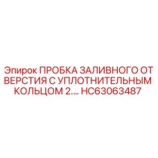 HC63063487 ПРОБКА ЗАЛИВНОГО ОТВЕРСТИЯ С УПЛОТНИТЕЛЬНЫМ КОЛЬЦОМ 2.0 Epiroc