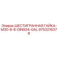 9753216378 ШЕСТИГРАННАЯ ГАЙКА-M30-8-8-DIN934-GAL Эпирок