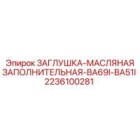 2236100281 ЗАГЛУШКА-МАСЛЯНАЯ ЗАПОЛНИТЕЛЬНАЯ-BA69I-BA51I Epiroc
