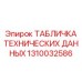 1310032586 ТАБЛИЧКА ТЕХНИЧЕСКИХ ДАННЫХ Epiroc