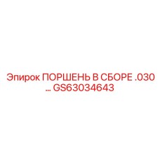 GS63034643 ПОРШЕНЬ В СБОРЕ .030… Epiroc