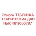 4812050787 ТАБЛИЧКА ТЕХНИЧЕСКИХ ДАННЫХ Epiroc