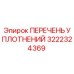 3222324369 ПЕРЕЧЕНЬ УПЛОТНЕНИЙ Epiroc