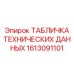1613091101 ТАБЛИЧКА ТЕХНИЧЕСКИХ ДАННЫХ Epiroc