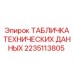 2235113805 ТАБЛИЧКА ТЕХНИЧЕСКИХ ДАННЫХ Epiroc
