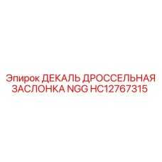 HC12767315 ДЕКАЛЬ ДРОССЕЛЬНАЯ ЗАСЛОНКА NGG Epiroc
