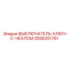 2658351761 ВЫКЛЮЧАТЕЛЬ-КЛЮЧ-С-ЧЕХЛОМ Epiroc