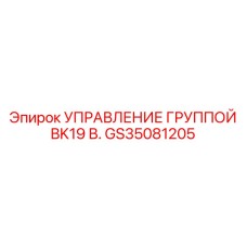 GS35081205 УПРАВЛЕНИЕ ГРУППОЙ BK19 В. Epiroc