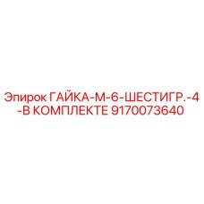 9170073640 ГАЙКА-M-6-ШЕСТИГР.-4-В КОМПЛЕКТЕ Epiroc