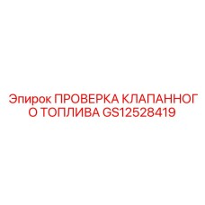 GS12528419 ПРОВЕРКА КЛАПАННОГО ТОПЛИВА Epiroc