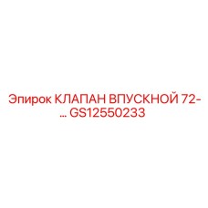 GS12550233 КЛАПАН ВПУСКНОЙ 72-… Epiroc