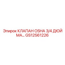 GS12561226 КЛАПАН OSHA 3/4 ДЮЙМА… Epiroc