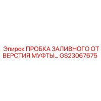 GS23067675 ПРОБКА ЗАЛИВНОГО ОТВЕРСТИЯ МУФТЫ Epiroc