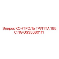 GS35080111 КОНТРОЛЬ ГРУППА 165 C.NG Epiroc
