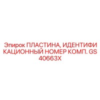 GS40663X ПЛАСТИНА, ИДЕНТИФИКАЦИОННЫЙ НОМЕР КОМП. Epiroc