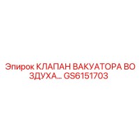 GS6151703 КЛАПАН ВАКУАТОРА ВОЗДУХА - Epiroc