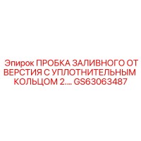 GS63063487 ПРОБКА ЗАЛИВНОГО ОТВЕРСТИЯ С УПЛОТНИТЕЛЬНЫМ КОЛЬЦОМ 2... Epiroc