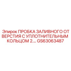 GS63063487 ПРОБКА ЗАЛИВНОГО ОТВЕРСТИЯ С УПЛОТНИТЕЛЬНЫМ КОЛЬЦОМ 2... Epiroc