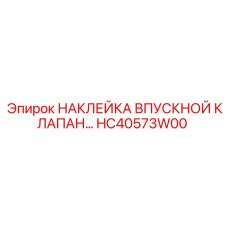HC40573W00 НАКЛЕЙКА ВПУСКНОЙ КЛАПАН | Epiroc