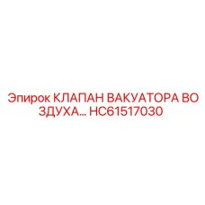 HC61517030 КЛАПАН ВАКУАТОРА ВОЗДУХА - Epiroc