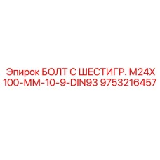 9753216457 БОЛТ С ШЕСТИГР. М24X100-ММ-10-9-DIN93 Epiroc