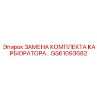 GS61093682 ЗАМЕНА КОМПЛЕКТА КАРБЮРАТОРА Epiroc