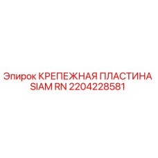 2204228581 КРЕПЕЖНАЯ ПЛАСТИНА SIAM RN Epiroc