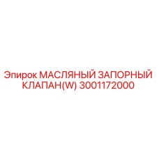 3001172000 - МАСЛЯНЫЙ ЗАПОРНЫЙ КЛАПАН(W) - Epiroc